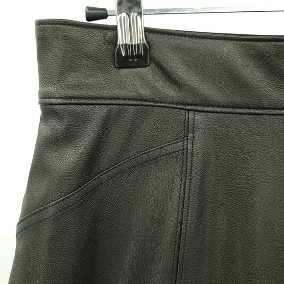 SPANX Leather Like Faux Leather Pull On Midi Skirt M Black #20321R - Picture 8 of 14